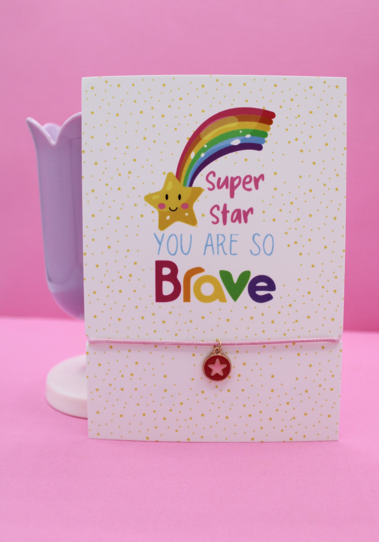 You Are So Brave Rainbow Star Postcard & Bracelet