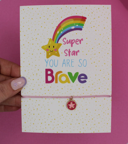 You Are So Brave Rainbow Star Postcard & Bracelet