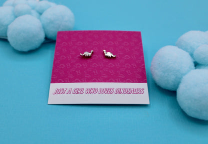 Dinosaur Lover - Silver Stud Earrings