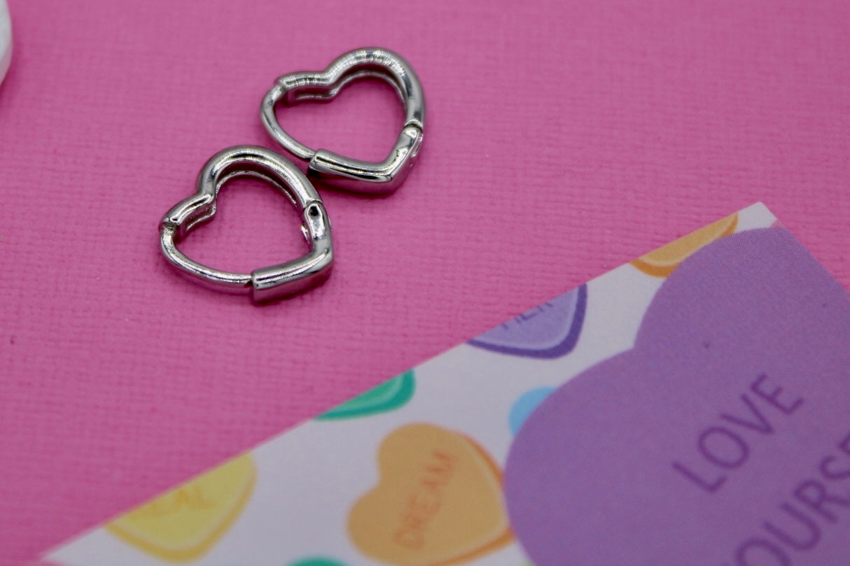 Love Heart - Silver Huggies