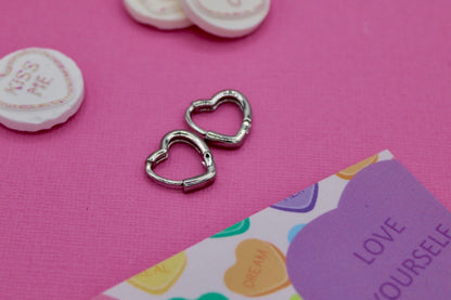 Love Heart - Silver Huggies